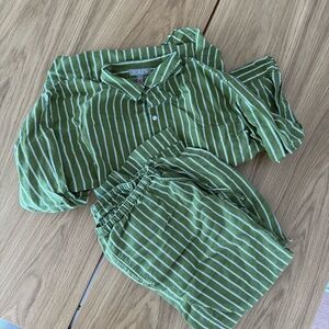JCREW Womans Relaxed Pin Stripe Pajamas in Green Size Small